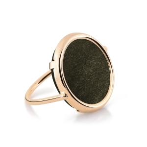 golden obsidian disc ring