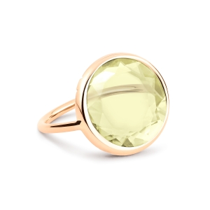 18 karat rose gold ring and lemon quartz<br>by Ginette NY