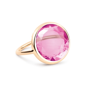 18 karat rose gold ring and pink corundum<br>by Ginette NY