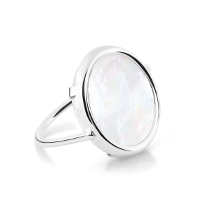 MOP white gold disc ring