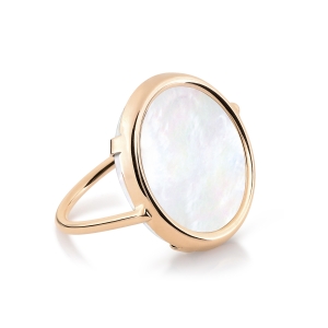 18 carat rose gold and mother-of-pearl ring by Ginette NY