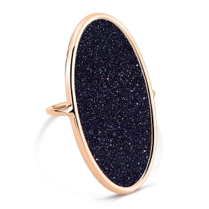 bague or rose 18 carats et blue sand stone<br>by Ginette NY