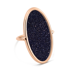 bague or rose 18 carats et blue sand stone<br>by Ginette NY