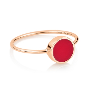 18 carat rose gold ring and red coral <br>by Ginette NY