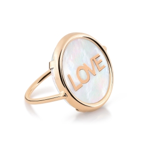bague or rose 18 carats et nacre blanche<br>by Ginette NY