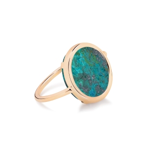 18 karat rose gold ring and chrysocolle<br>by Ginette NY