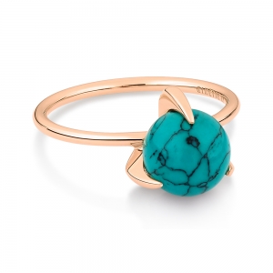bague or rose 18 carats et turquoise<br>by Ginette NY