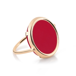 18 carat rose gold ring and red coral <br>by Ginette NY
