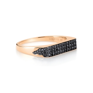 18 carat rose gold and black diamonds ring<br>by Ginette NY