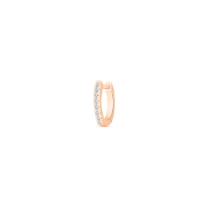 18 karat rose gold mini solo hoop and diamonds<br>by Ginette NY