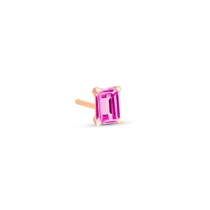 18 karat rose gold solo stud and pink topaz<br>by Ginette NY