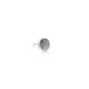 solo ever black MOP white gold disc stud