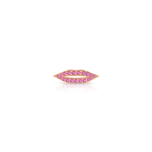 18 carat rose gold solo stud and pink sapphire<br>by Ginette NY