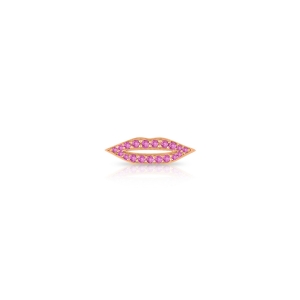 boucle d'oreille solo or rose 18 carats et saphir rose<br>by Ginette NY