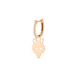 18 karat rose gold solo hoop, motif wolf<br>by Ginette NY