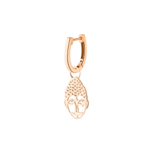 18 karat rose gold solo hoop, motif buddha<br>by Ginette NY