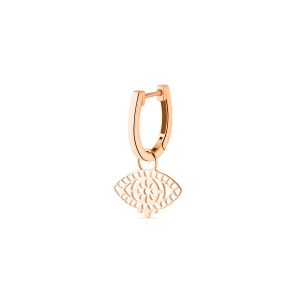 18 karat rose gold solo hoop, motif ajna<br>by Ginette NY
