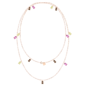 18 karat rose gold sautoir smoky quartz, pink topaz and lemon quartz<br>by Ginette NY