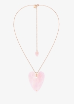 Angèle jumbo pink quartz heart on chain