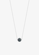 mini ever black MOP white gold disc necklace