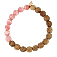 heal rhodochrosite and wood bead bracelet