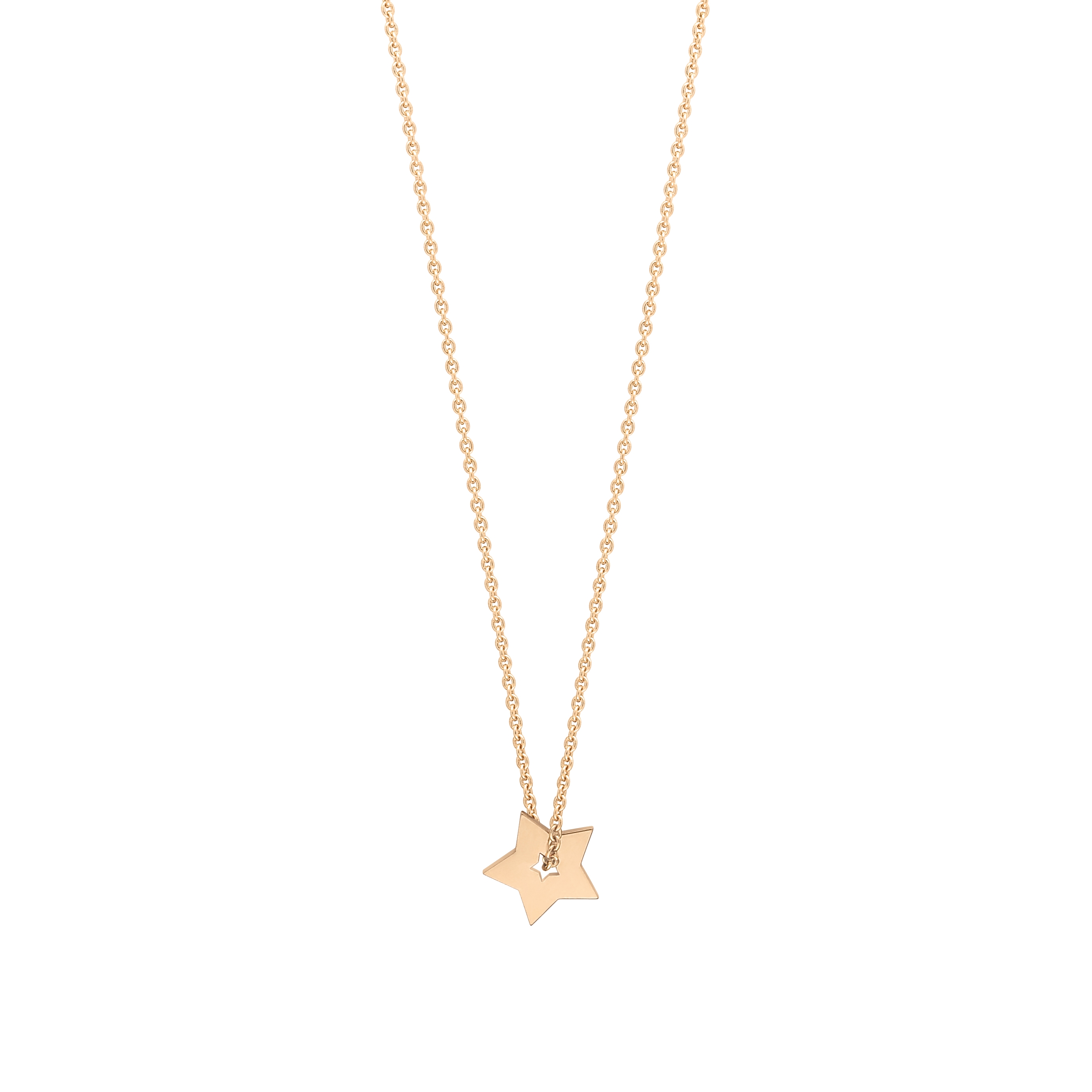 ☆関税込☆VINTAGE HOLLYWOOD★Petit Star String Necklace★ Mini Puffed Star Necklace Puffy Chunky Star Pendant Link