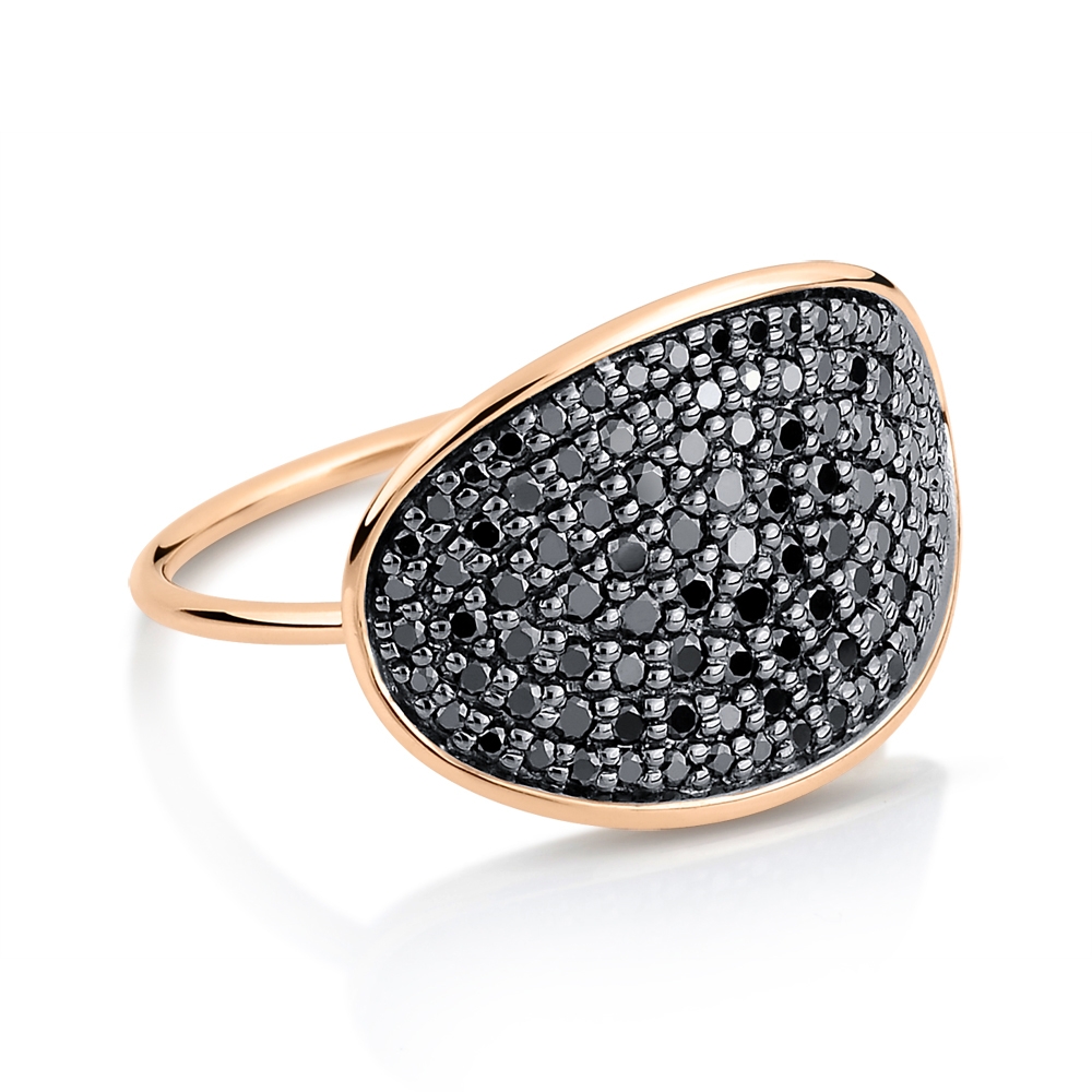 Ring Large sequin black diamond ring Ginette NY