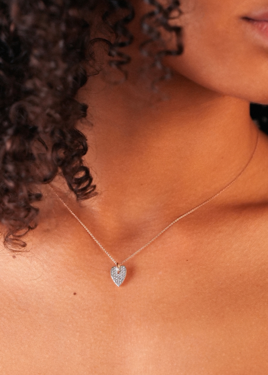 angele mini diamond heart on chain