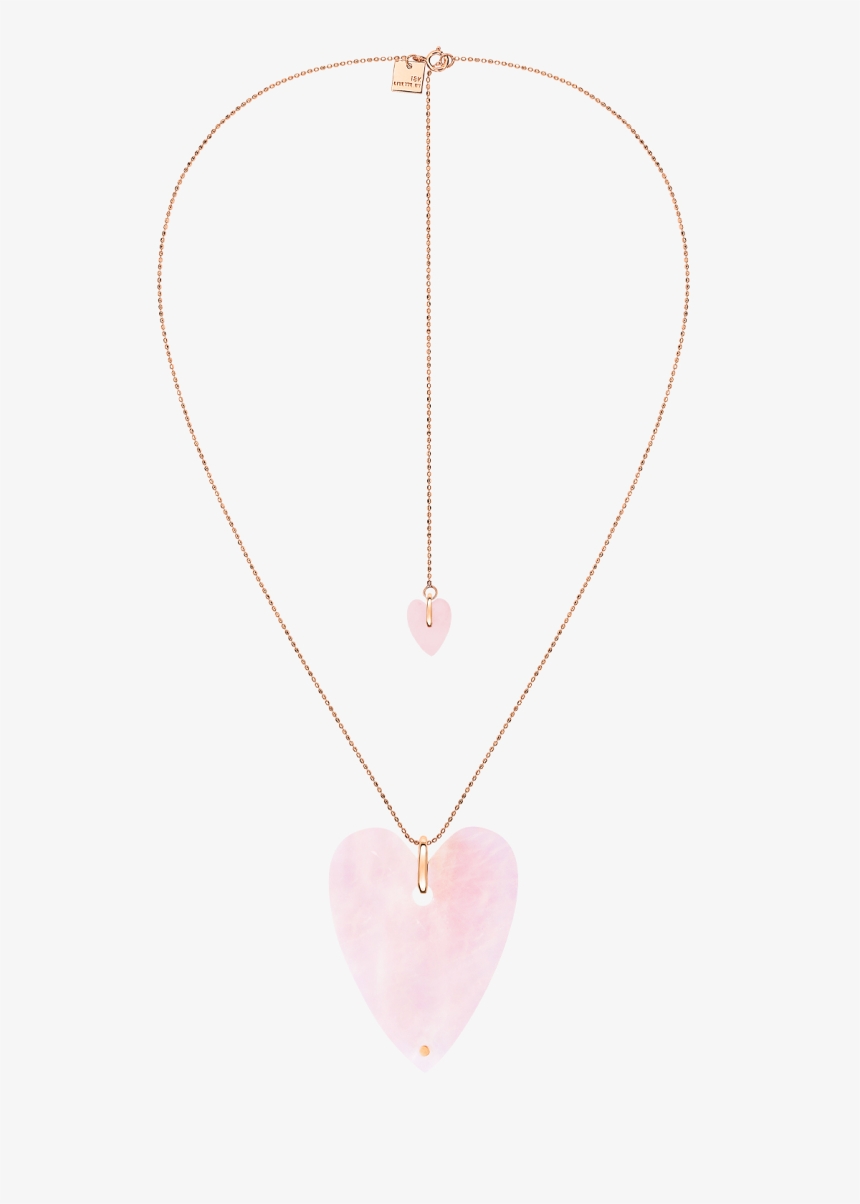 Angèle jumbo pink quartz heart on chain