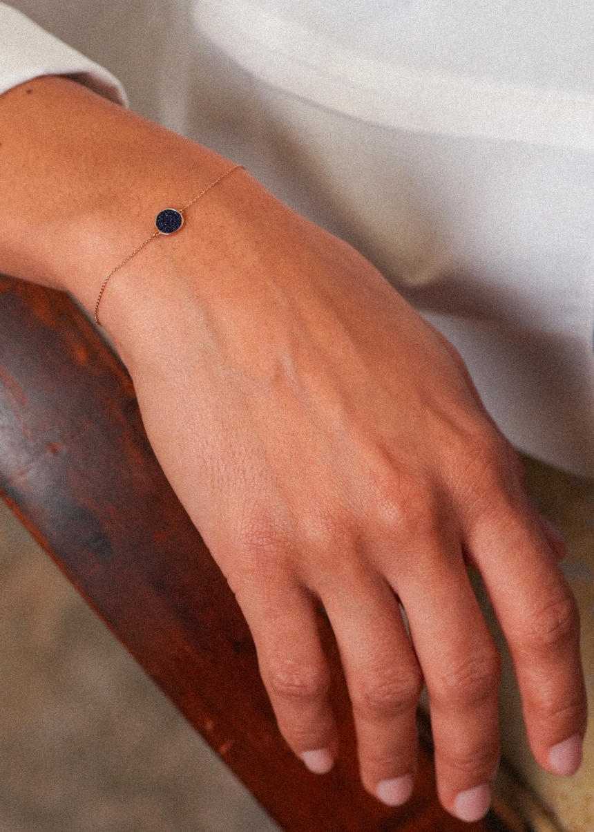 mini ever blue sandstone disc bracelet