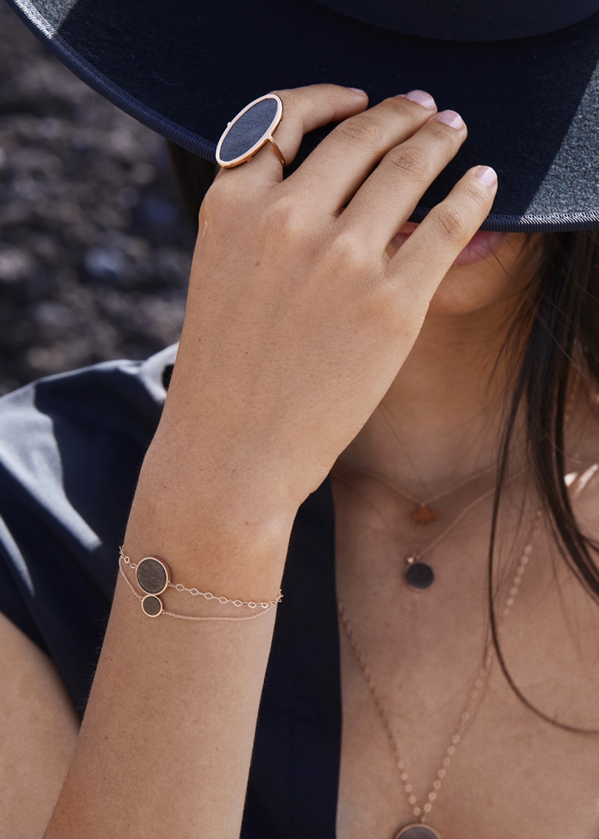 mini ever golden obsidian disc bracelet