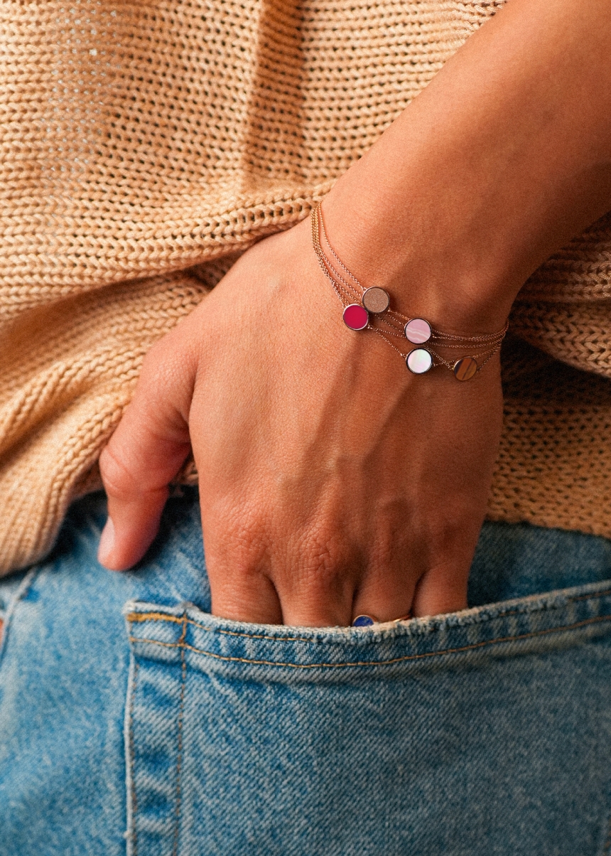 mini ever rhodochrosite disc bracelet
