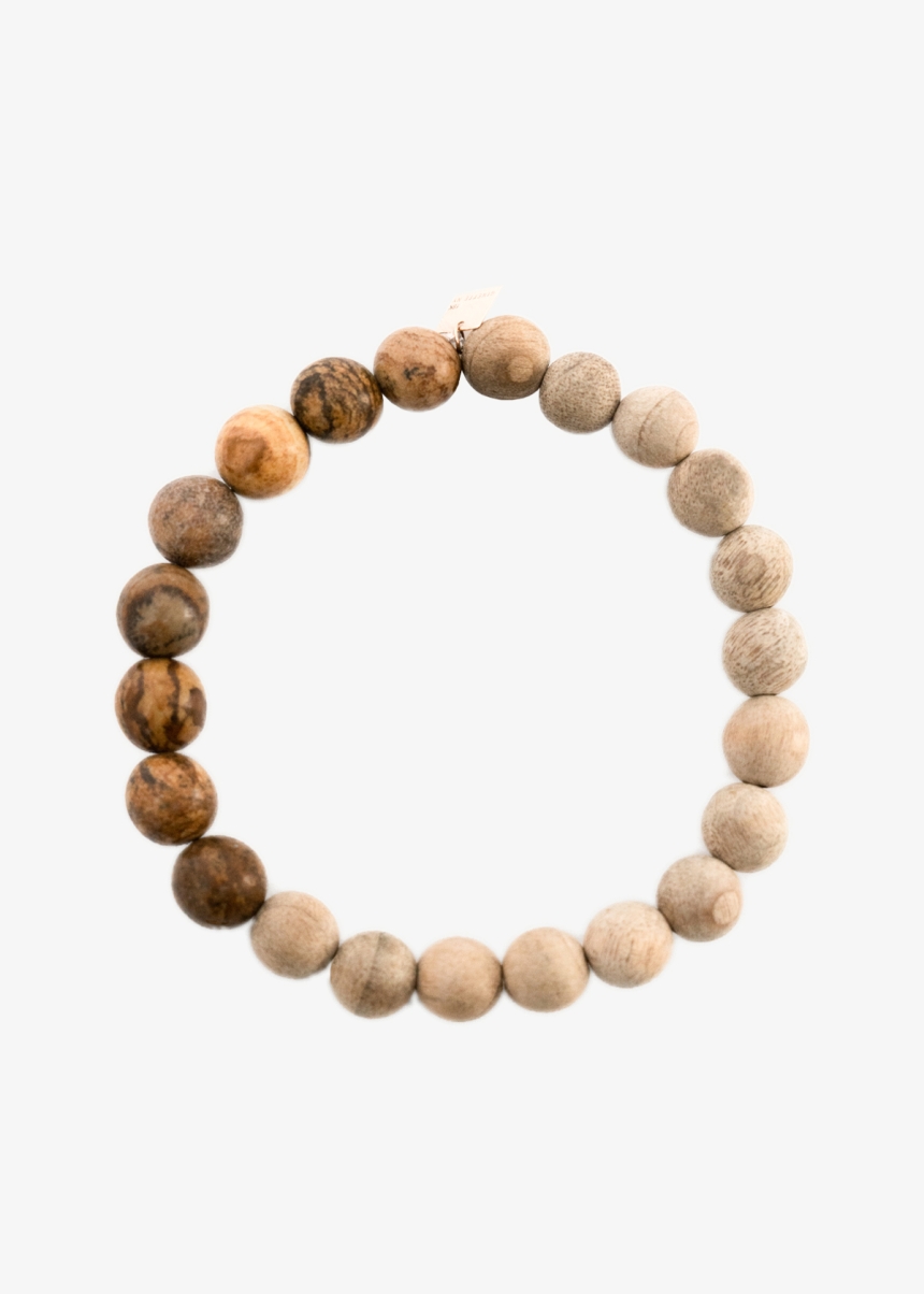 heal picture jasper & wood bead bracelet