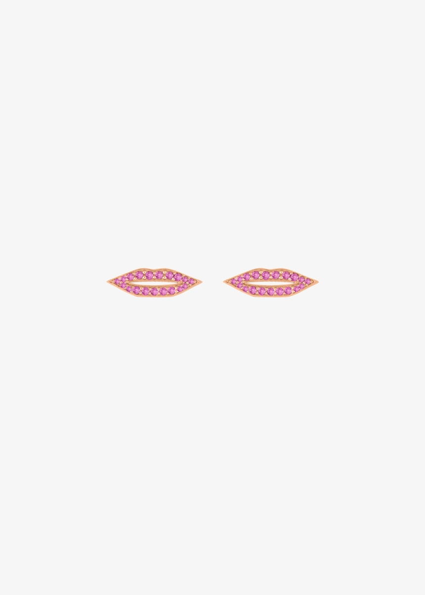 pink sapphire french kiss studs