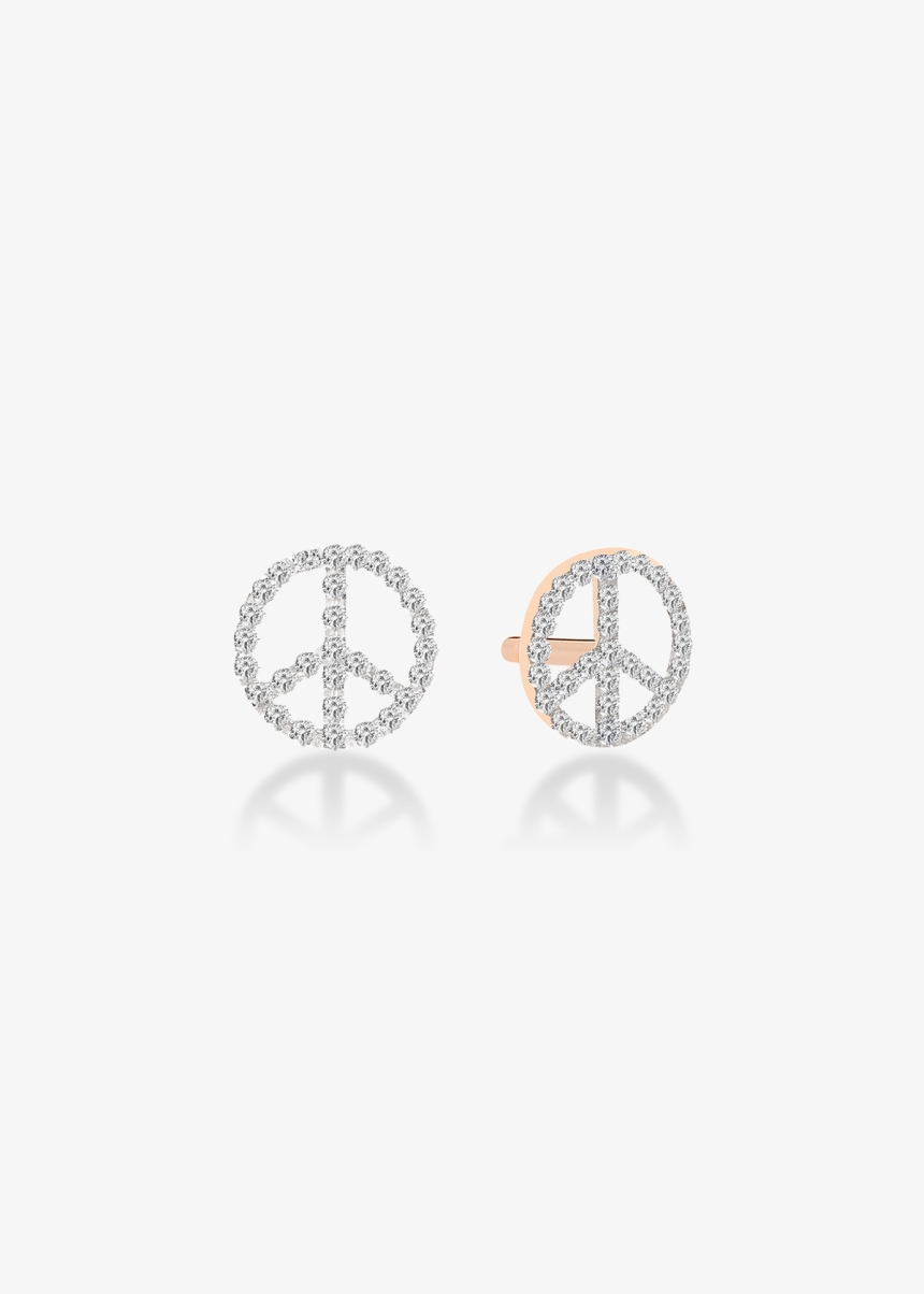 diamond peace & love studs