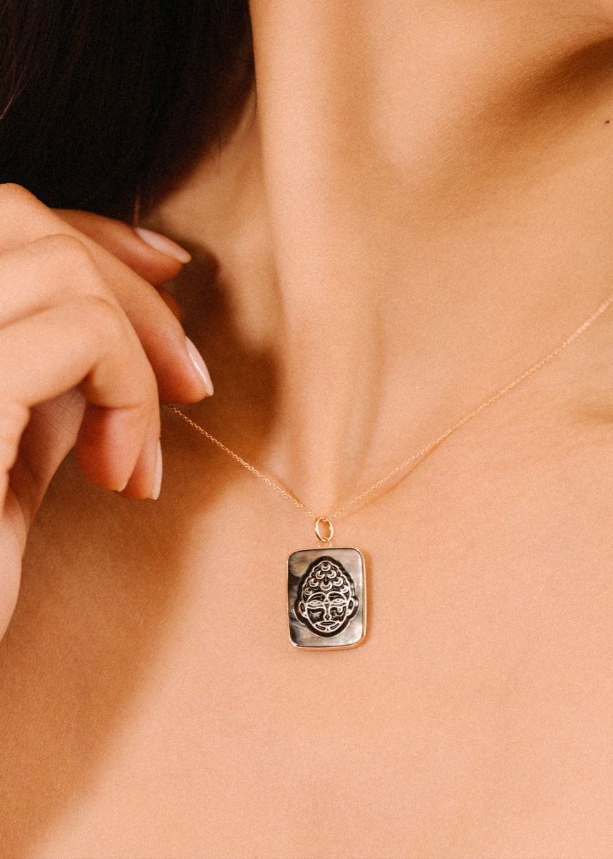 bliss black MOP buddha charm