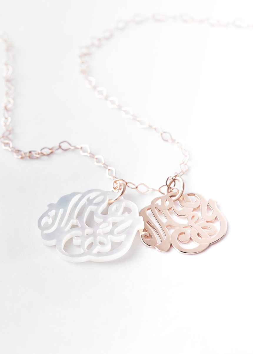 white mop monogram charm