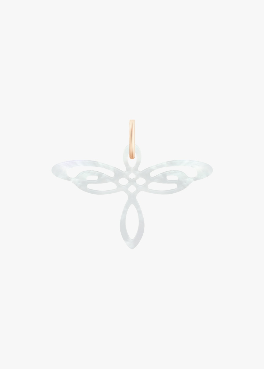 white mop dragonfly charm