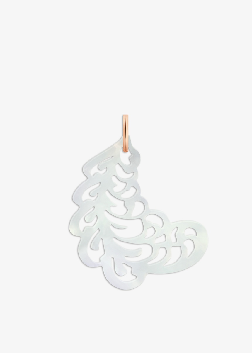 white mop feather charm