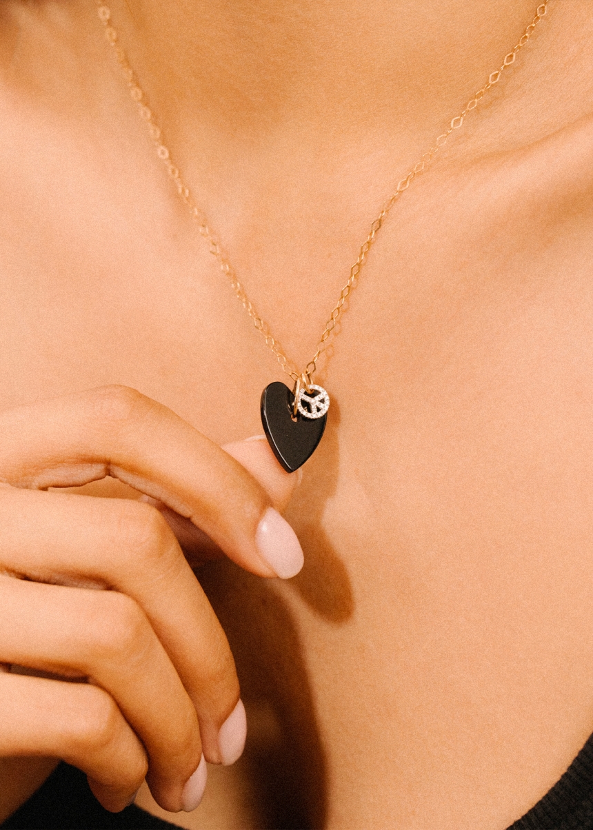 diamond peace & love charm