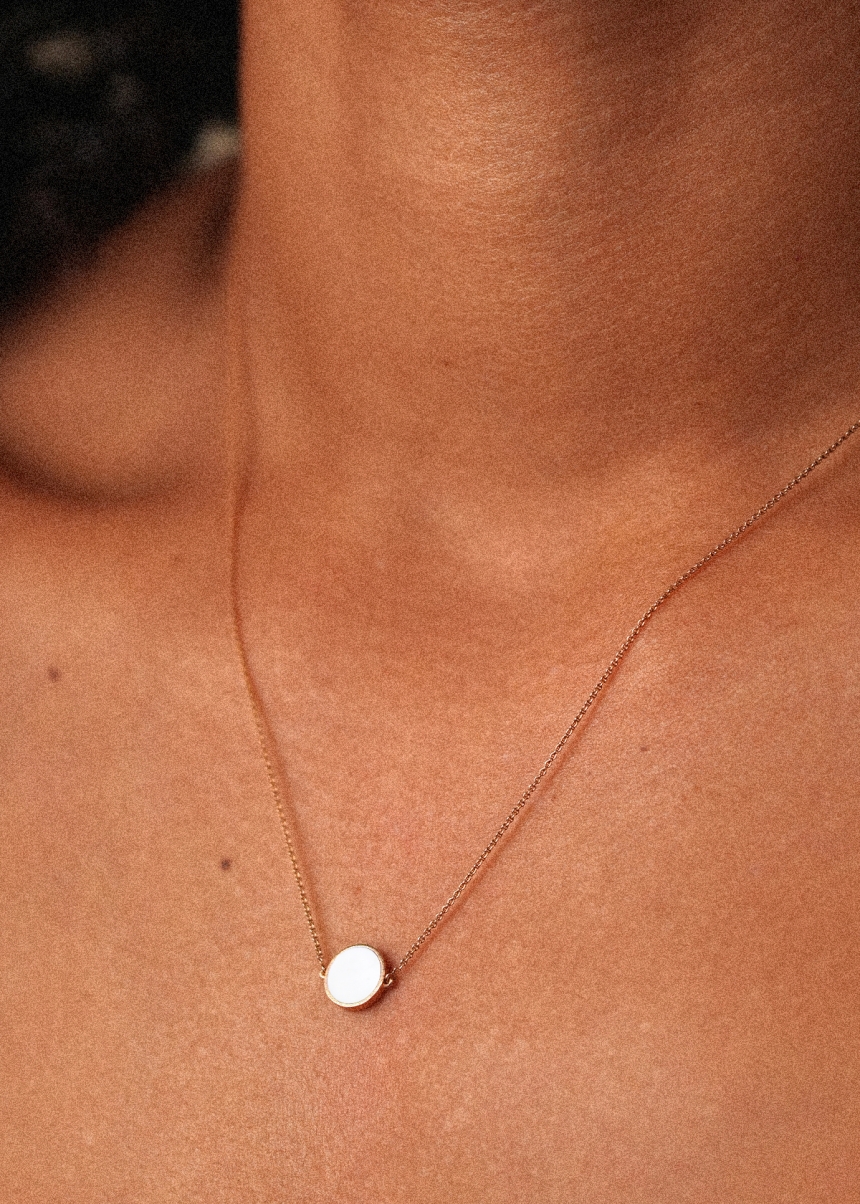 mini ever white agate disc necklace