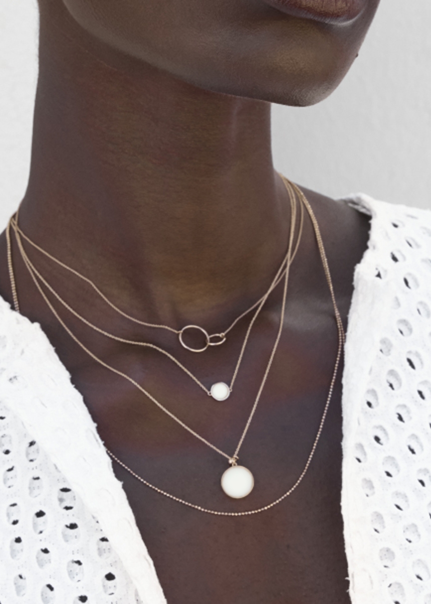 ever white agate disc on chain