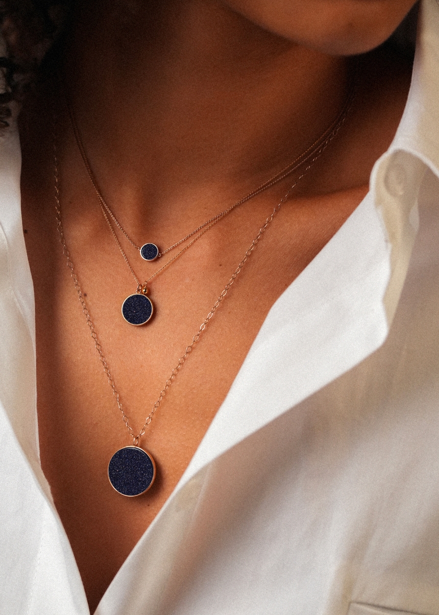 ever blue sandstone disc on chain