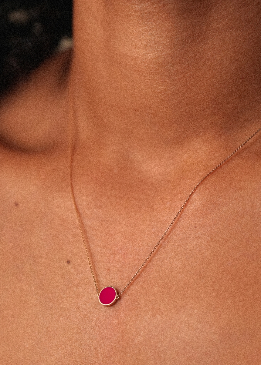 mini ever coral disc necklace
