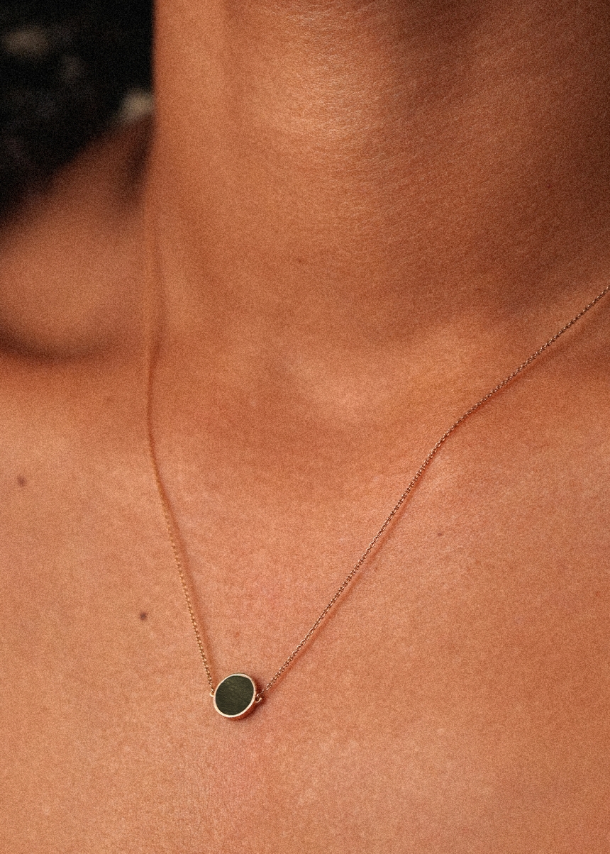 mini ever golden obsidian disc necklace