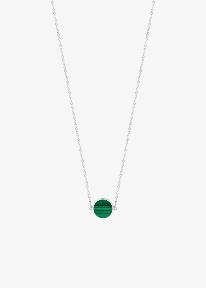 mini ever malachite white gold disc necklace