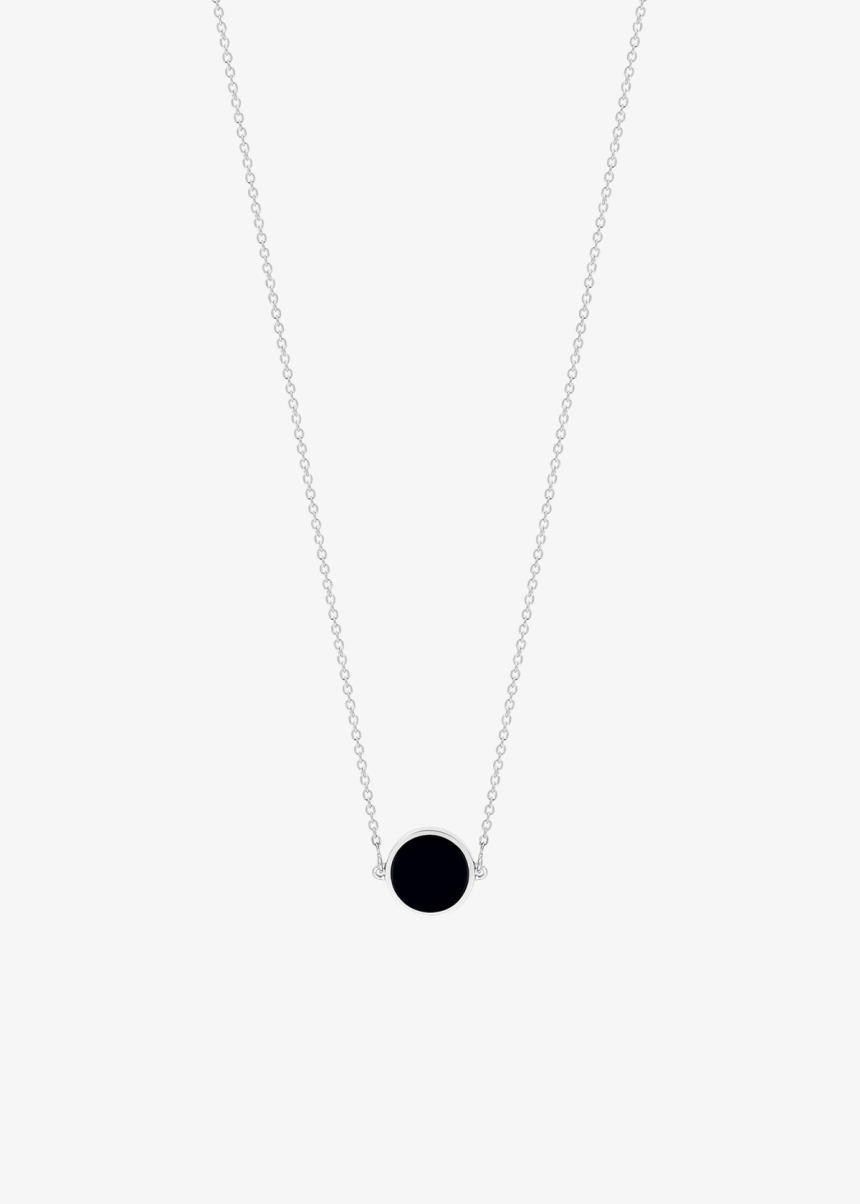 mini ever onyx white gold disc necklace