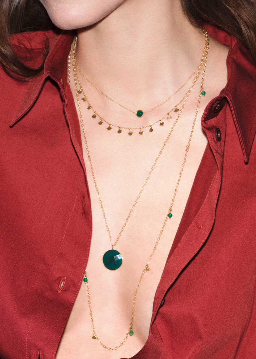 jumbo pixie ever green agate disc on chain