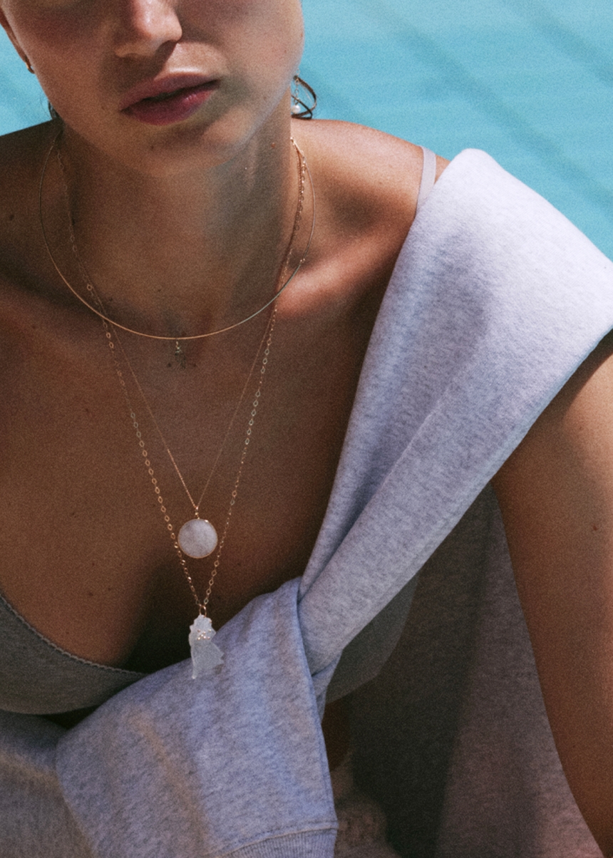 jumbo pixie ever white moonstone disc on chain