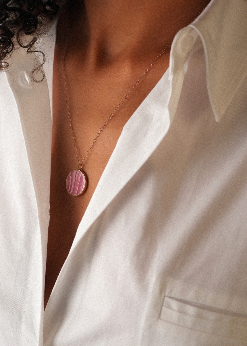 jumbo ever rhodochrosite disc on chain